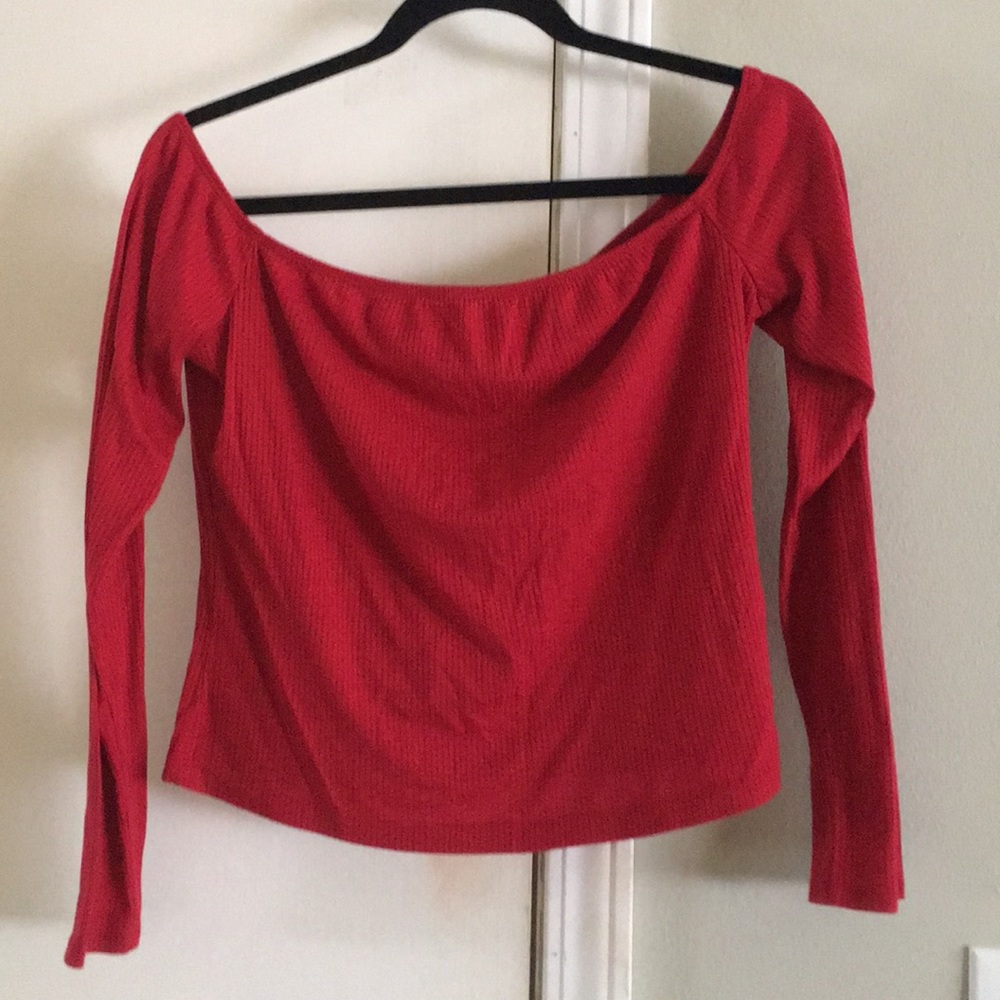 Off the shoulder red crop top